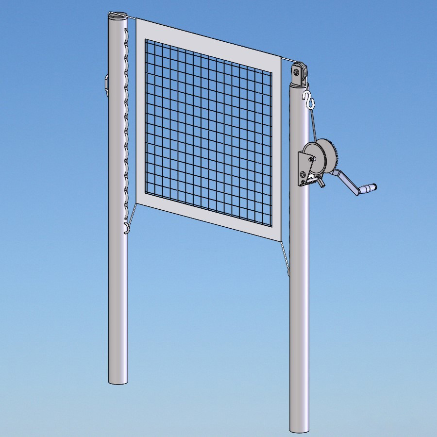 Poteau pickleball extérieur acier galvanisé 3&nbsp;po, sans ancrage, couvercle et avec corde sur le treuil