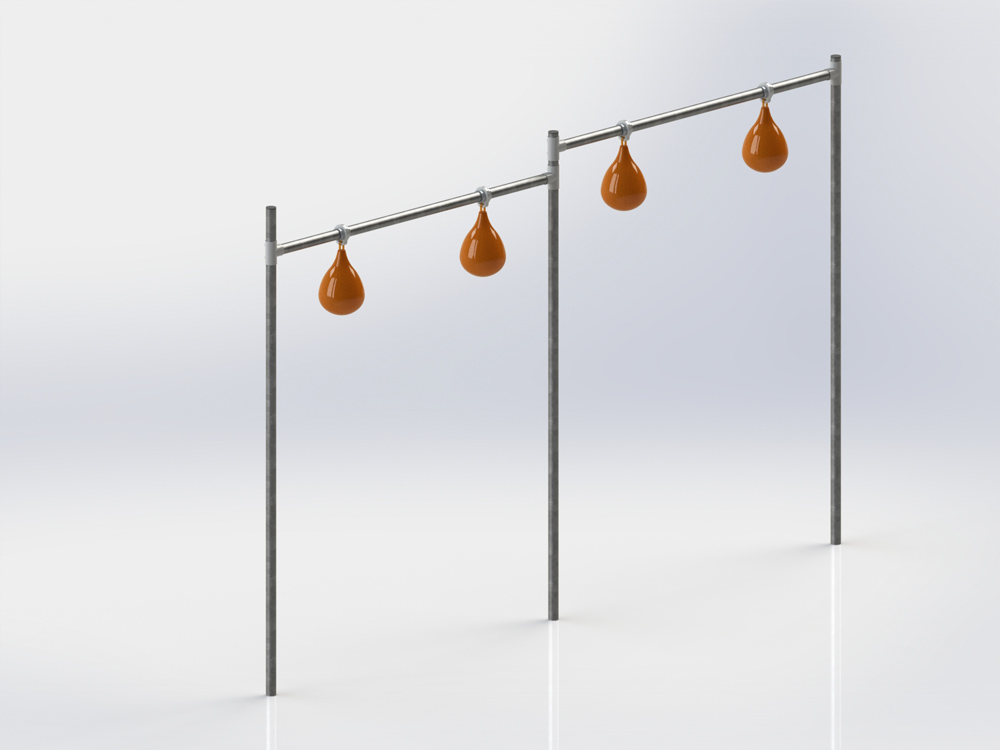 Structure ballon poing quadruple galvanisé ajustable avec virole HDPE